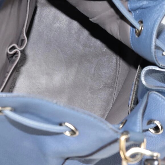 GUCCI Bamboo Hand Bag Leather 2way Blue Gold - Picture 9 of 16